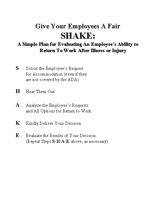 Give Your Employees A Fair SHAKE: A Simple Plan for Evaluating An Employee’s Ability