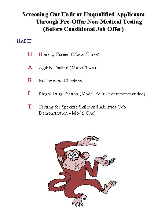 Screening Out Unfit or Unqualified Applicants Through Pre-Offer Non-Medical Testing (Before Conditional Job Offer)