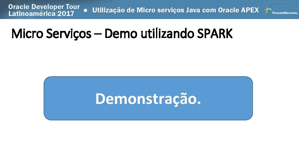 Micro Serviços – Demo utilizando SPARK Demonstração. 