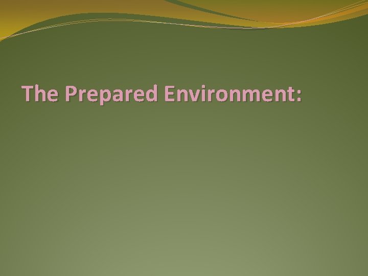 The Prepared Environment: 