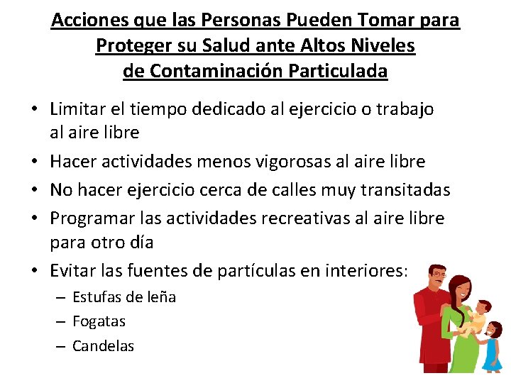 Acciones que las Personas Pueden Tomar para Proteger su Salud ante Altos Niveles de