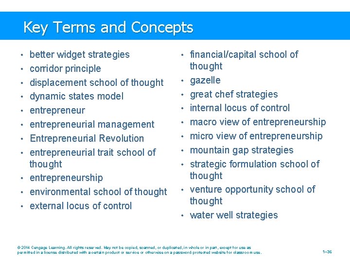 Key Terms and Concepts • better widget strategies • financial/capital school of • corridor