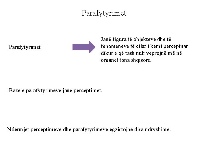 Parafytyrimet Janë figura të objekteve dhe të fenomeneve të cilat i kemi perceptuar dikur