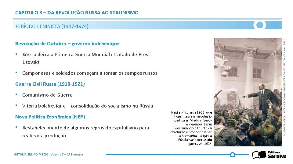 CAPÍTULO 3 – DA REVOLUÇÃO RUSSA AO STALINISMO Revolução de Outubro – governo bolchevique