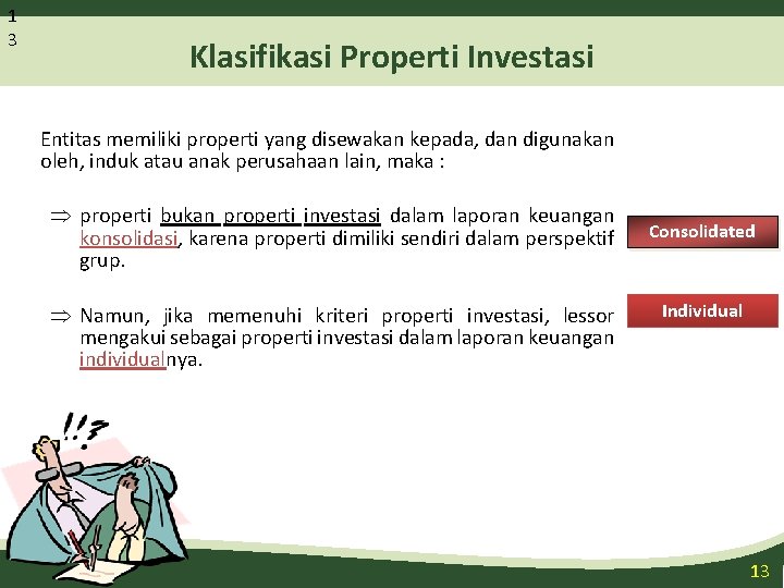 1 3 Klasifikasi Properti Investasi Entitas memiliki properti yang disewakan kepada, dan digunakan oleh,