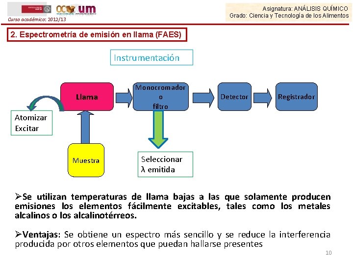 Asignatura: ANÁLISIS QUÍMICO Grado: Ciencia y Tecnología de los Alimentos Curso académico: 2012/13 2.