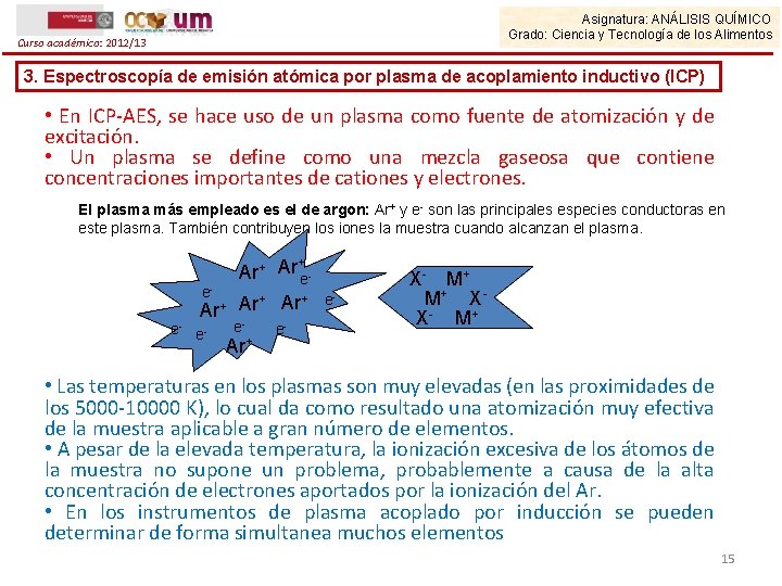 Asignatura: ANÁLISIS QUÍMICO Grado: Ciencia y Tecnología de los Alimentos Curso académico: 2012/13 3.