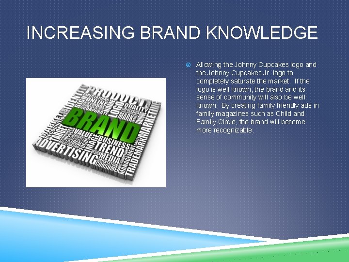 INCREASING BRAND KNOWLEDGE Allowing the Johnny Cupcakes logo and the Johnny Cupcakes Jr. logo