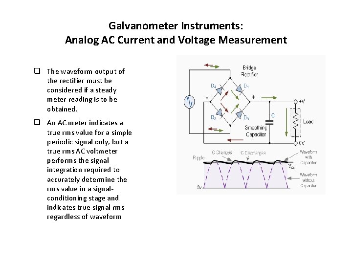 Galvanometer Instruments: Analog AC Current and Voltage Measurement q The waveform output of the