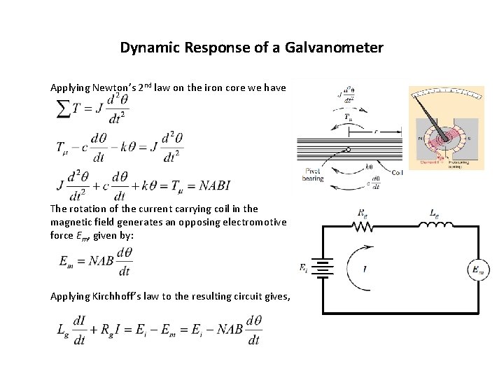 Dynamic Response of a Galvanometer Applying Newton’s 2 nd law on the iron core