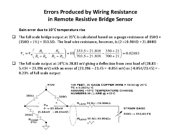 Errors Produced by Wiring Resistance in Remote Resistive Bridge Sensor Gain error due to