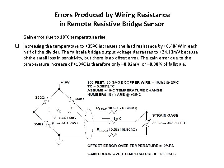 Errors Produced by Wiring Resistance in Remote Resistive Bridge Sensor Gain error due to
