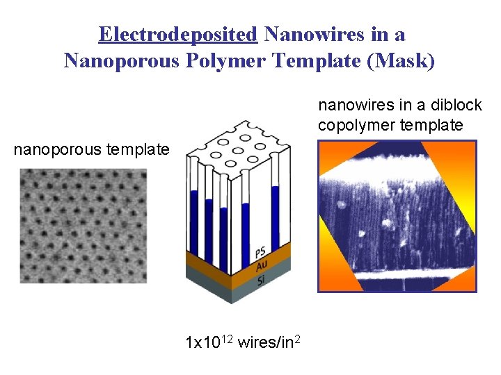 Electrodeposited Nanowires in a Nanoporous Polymer Template (Mask) nanowires in a diblock copolymer template