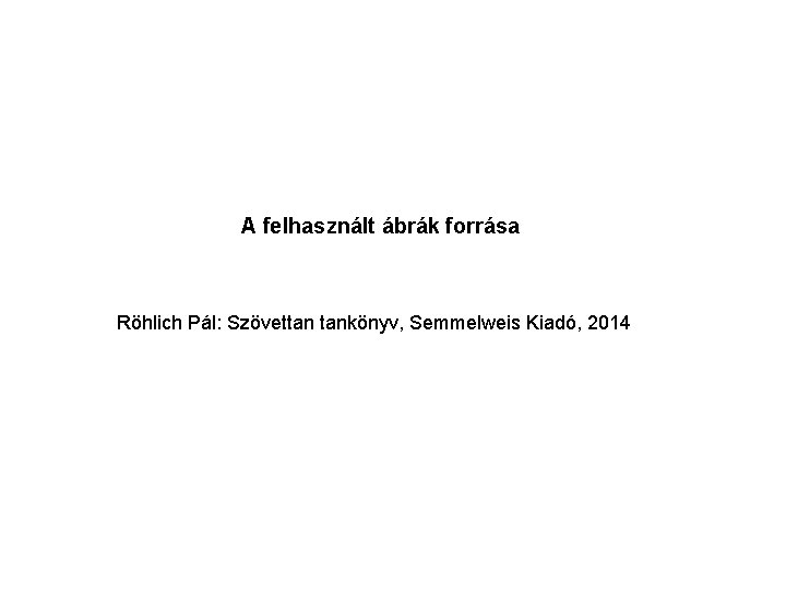 A felhasznált ábrák forrása Röhlich Pál: Szövettan tankönyv, Semmelweis Kiadó, 2014 