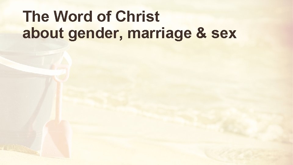 The Word of Christ about gender, marriage & sex 