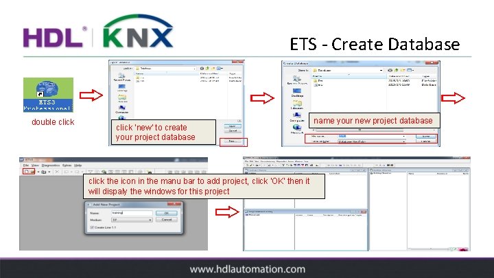 ETS - Create Database double click ‘new’ to create your project database click the