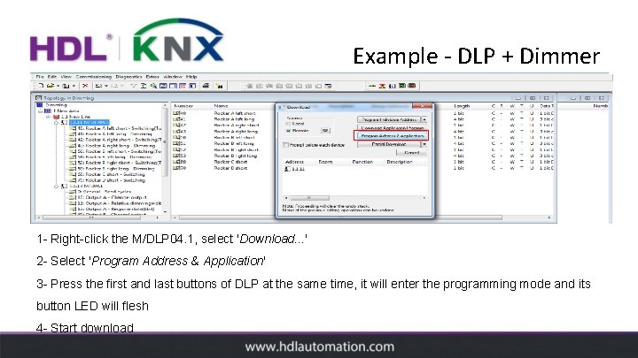 Example - DLP + Dimmer 1 - Right-click the M/DLP 04. 1, select 'Download.
