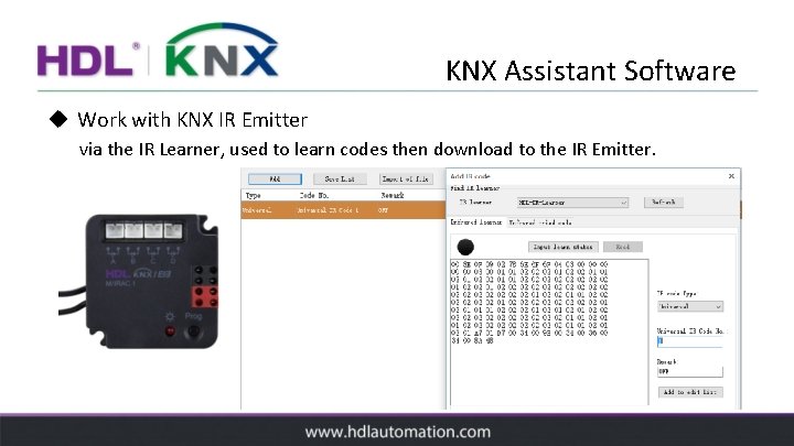 KNX Assistant Software u Work with KNX IR Emitter via the IR Learner, used