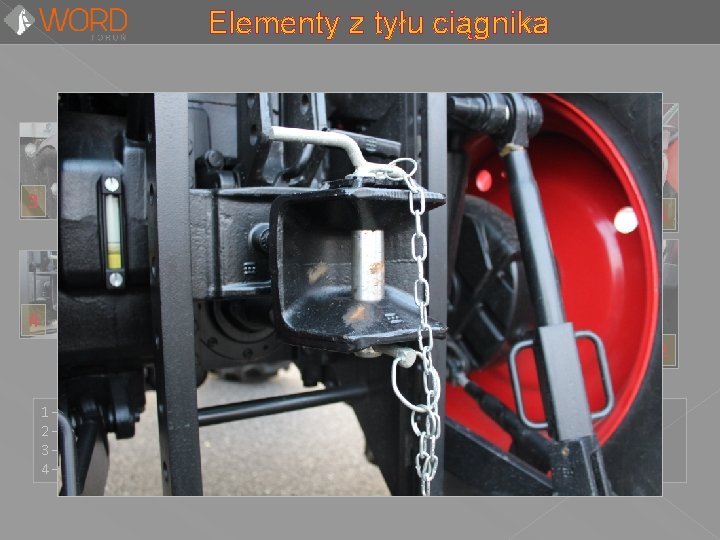 Elementy z tyłu ciągnika 1 2 3 3 1 4 4 2 1 –