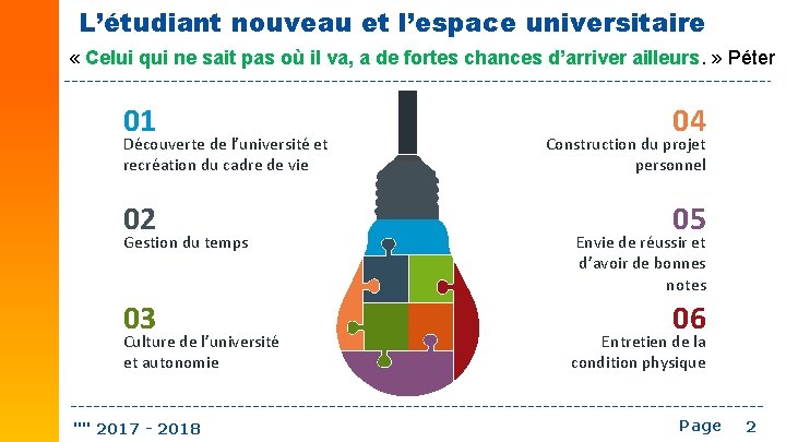 L’étudiant nouveau et l’espace universitaire « Celui qui ne sait pas où il va,