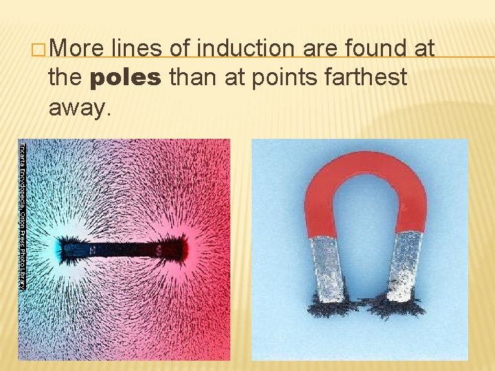 � More lines of induction are found at the poles than at points farthest