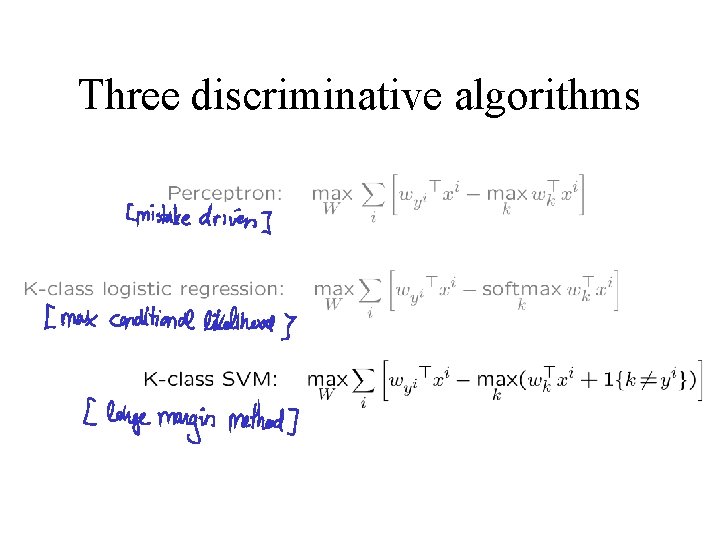 Three discriminative algorithms 