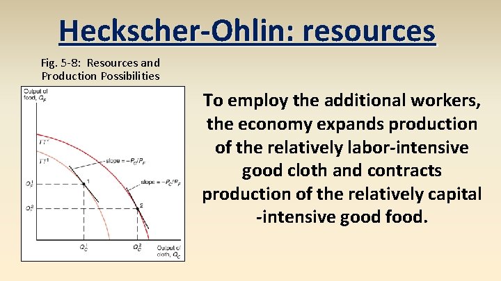 Heckscher-Ohlin: resources Fig. 5 -8: Resources and Production Possibilities To employ the additional workers,