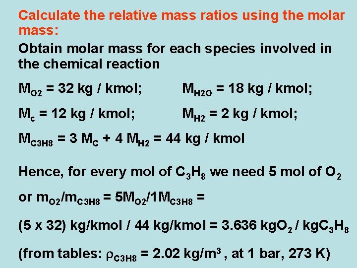 Calculate the relative mass ratios using the molar mass: Obtain molar mass for each