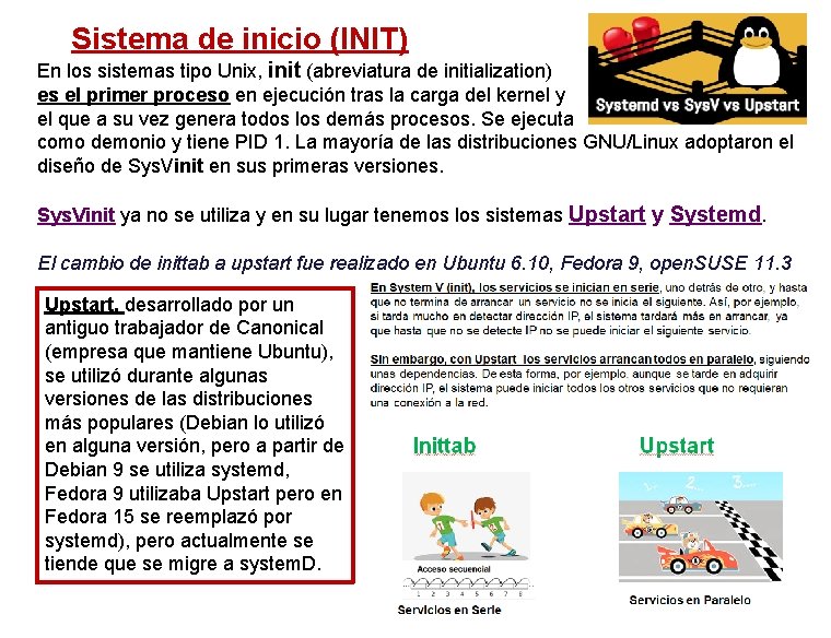 Sistema de inicio (INIT) En los sistemas tipo Unix, init (abreviatura de initialization) es