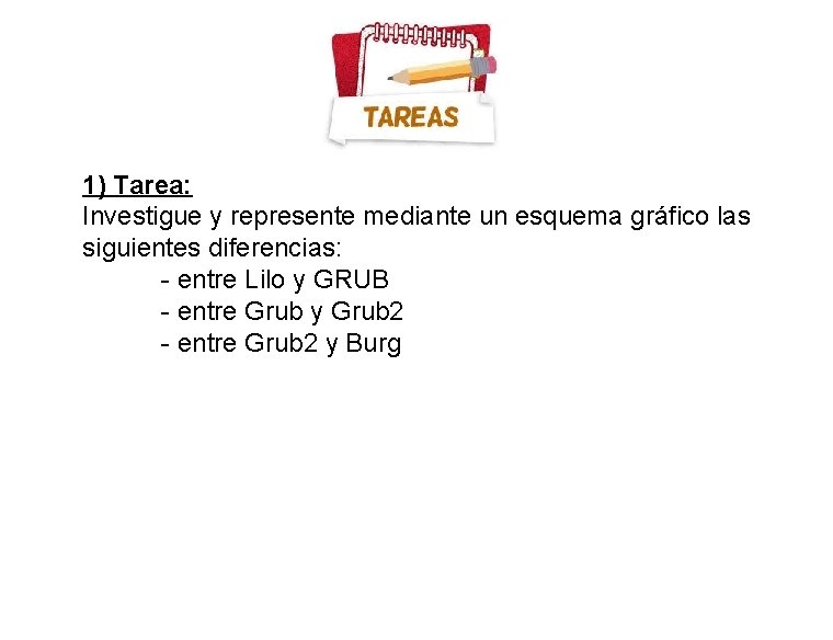 1) Tarea: Investigue y represente mediante un esquema gráfico las siguientes diferencias: - entre