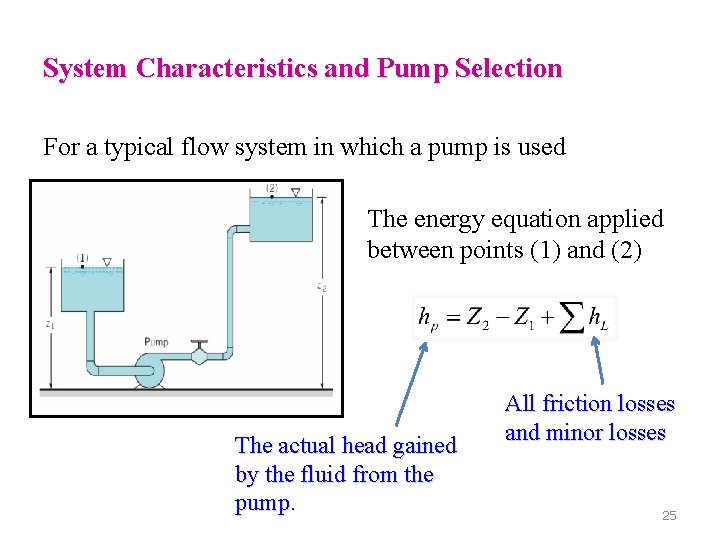 System Characteristics and Pump Selection For a typical flow system in which a pump