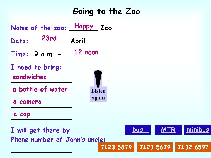 Going to the Zoo Happy Zoo Name of the zoo: _______ 23 rd Date: