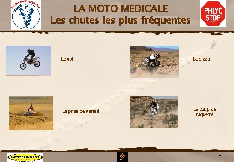 LA MOTO MEDICALE Les chutes les plus fréquentes Le vol La pizza La prise LA MOTO MEDICALE Les chutes les plus fréquentes Le vol La pizza La prise