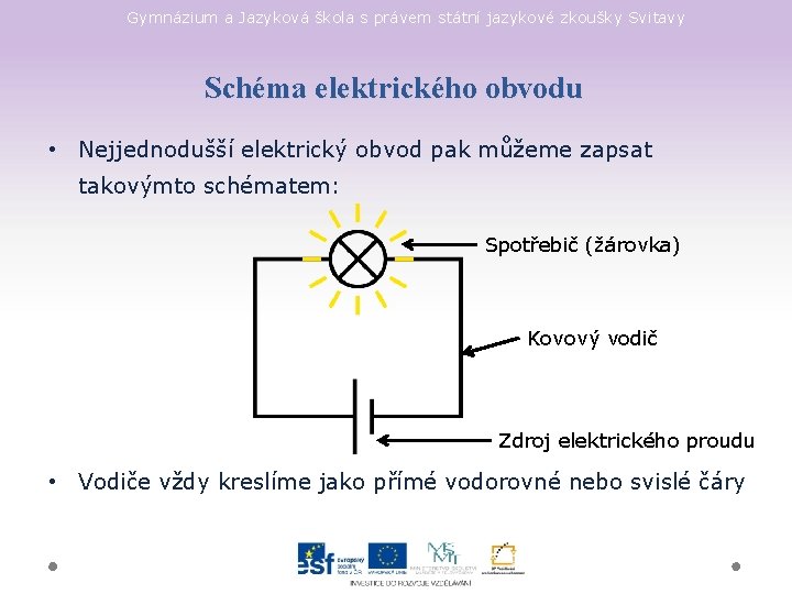 Gymnázium a Jazyková škola s právem státní jazykové zkoušky Svitavy Schéma elektrického obvodu •