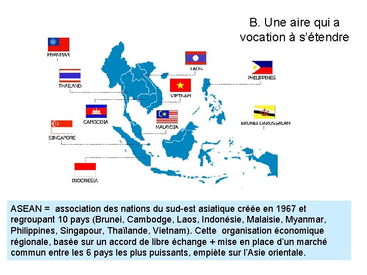 B. Une aire qui a vocation à s’étendre ASEAN = association des nations du
