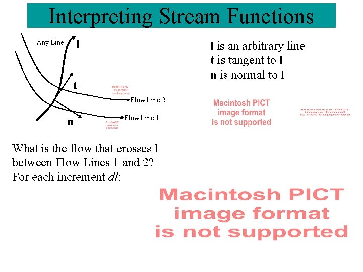 Interpreting Stream Functions l Any Line l is an arbitrary line t is tangent