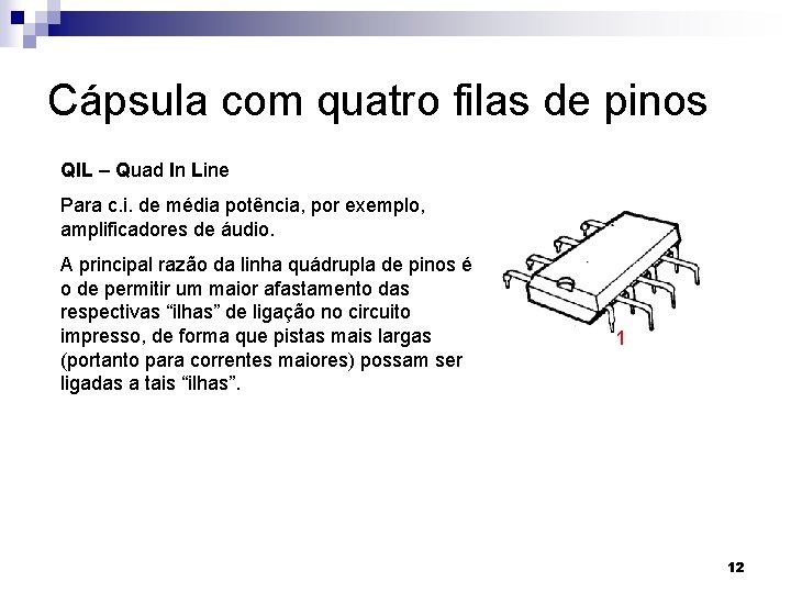 Cápsula com quatro filas de pinos QIL – Quad In Line Para c. i.