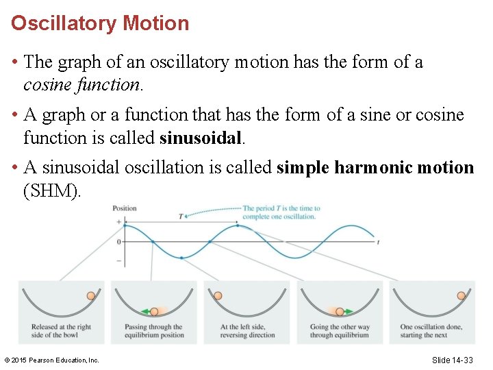 Oscillatory Motion • The graph of an oscillatory motion has the form of a