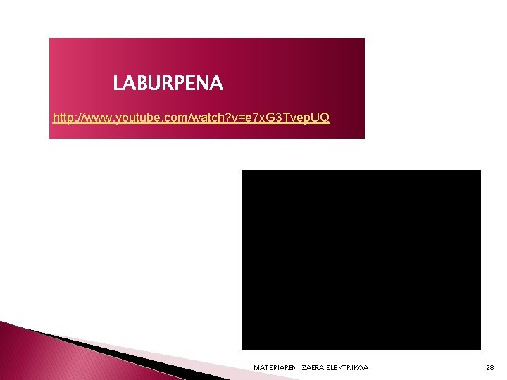 LABURPENA http: //www. youtube. com/watch? v=e 7 x. G 3 Tvep. UQ MATERIAREN IZAERA