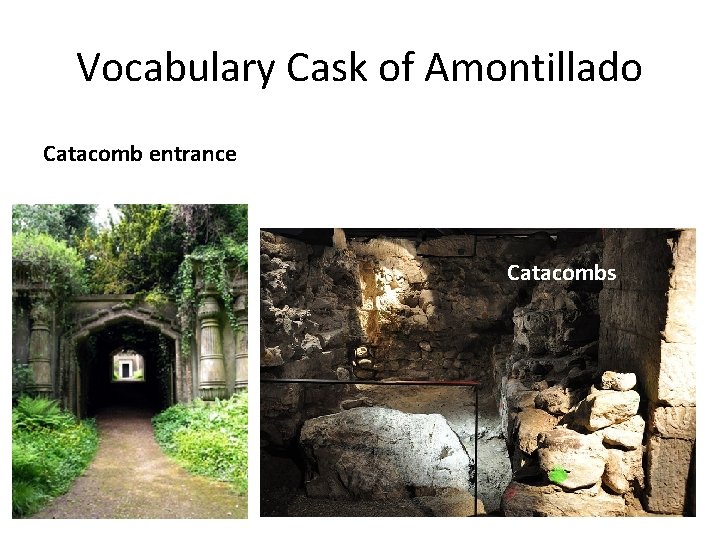 Vocabulary Cask of Amontillado Catacomb entrance Catacombs 