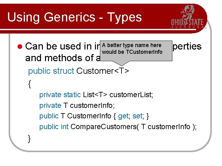 Using Generics - Types l Can A better type name here be used in