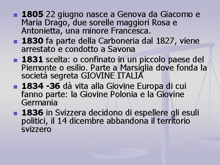 n n n 1805 22 giugno nasce a Genova da Giacomo e Maria Drago, n n n 1805 22 giugno nasce a Genova da Giacomo e Maria Drago,