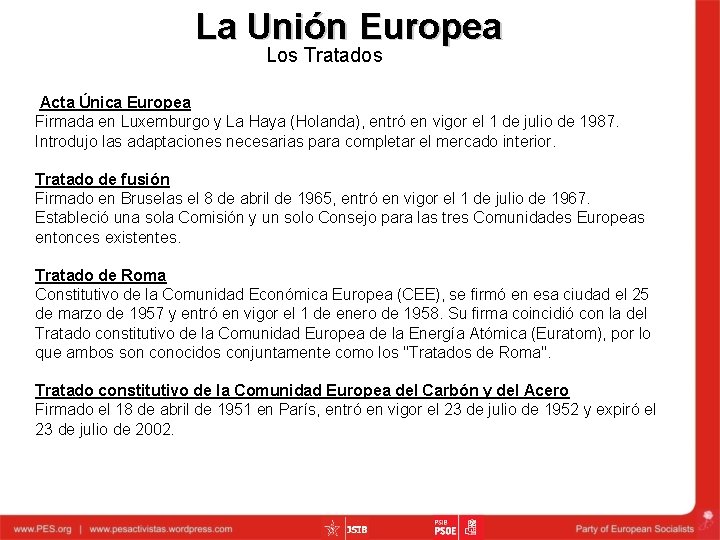 La Unión Europea Los Tratados Acta Única Europea Firmada en Luxemburgo y La Haya