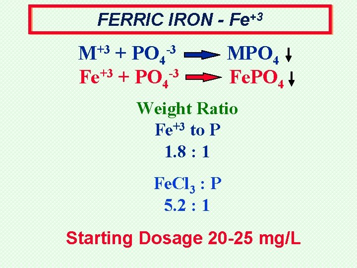 FERRIC IRON - Fe+3 M+3 + PO 4 -3 Fe+3 + PO 4 -3