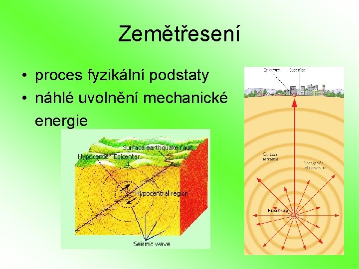 Zemětřesení • proces fyzikální podstaty • náhlé uvolnění mechanické energie 
