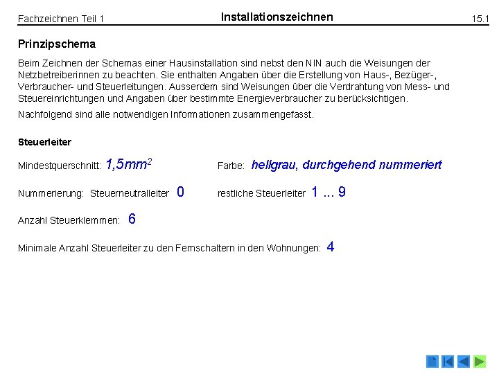 Installationszeichnen Fachzeichnen Teil 1 Prinzipschema Beim Zeichnen der Schemas einer Hausinstallation sind nebst den