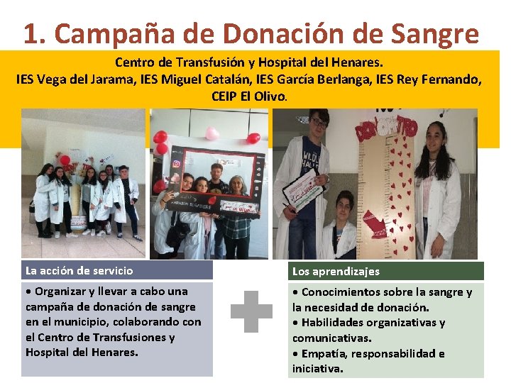 1. Campaña de Donación de Sangre Centro de Transfusión y Hospital del Henares. IES