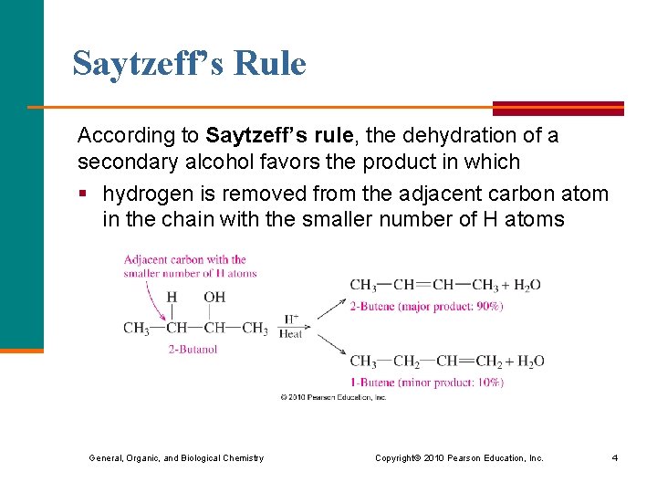 Saytzeff’s Rule According to Saytzeff’s rule, the dehydration of a secondary alcohol favors the Saytzeff’s Rule According to Saytzeff’s rule, the dehydration of a secondary alcohol favors the