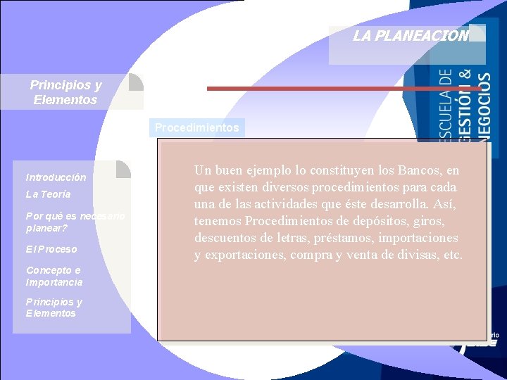 LA PLANEACION Principios y Elementos Procedimientos Introducción La Teoría Por qué es necesario planear?