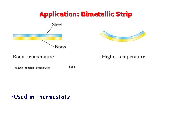 Application: Bimetallic Strip • Used in thermostats 